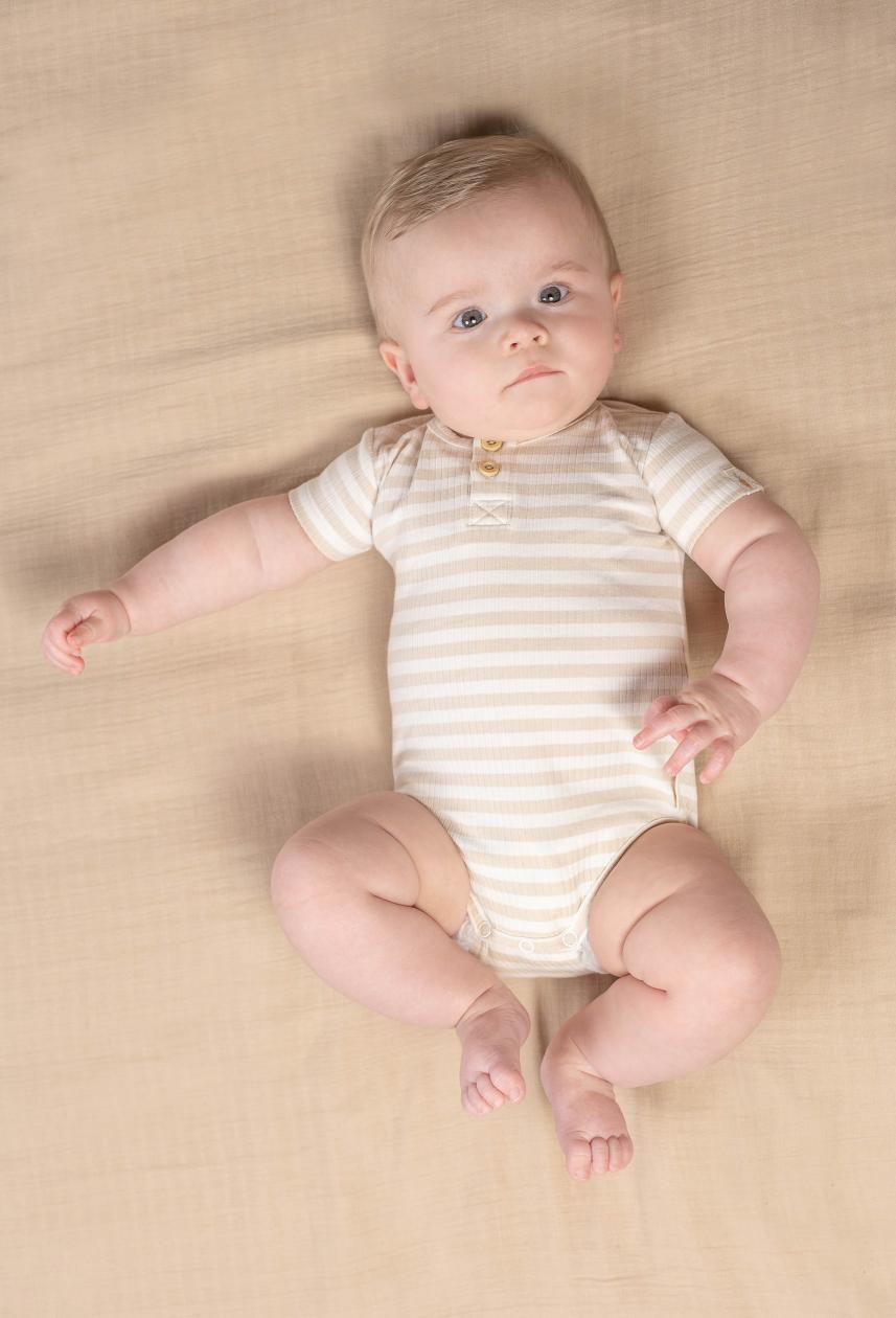 Romper Little Dutch korte mouwen baby bunny gestreept